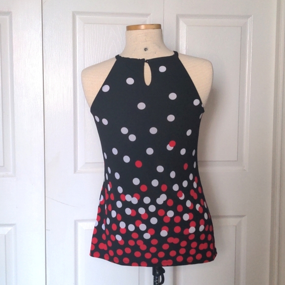 Polka Dot Black White and Red Halter Top by Ricki's - Picture 2 of 7